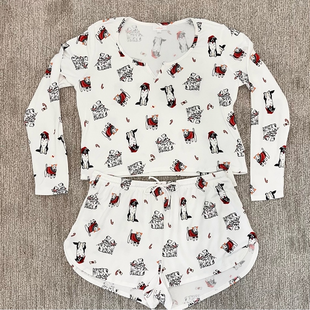 NWT COLSIE Holiday Christmas Dogs Matching‎ Pajamas Women Size XL